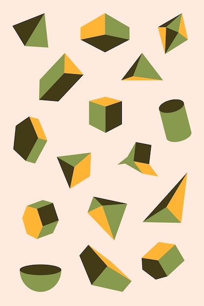 Retro groene geometrische vormen ontwerp element vector set