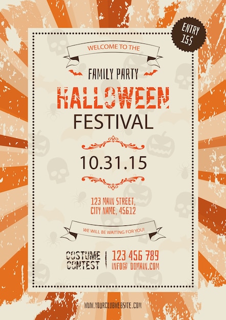 Gratis vector retro halloween festival poster