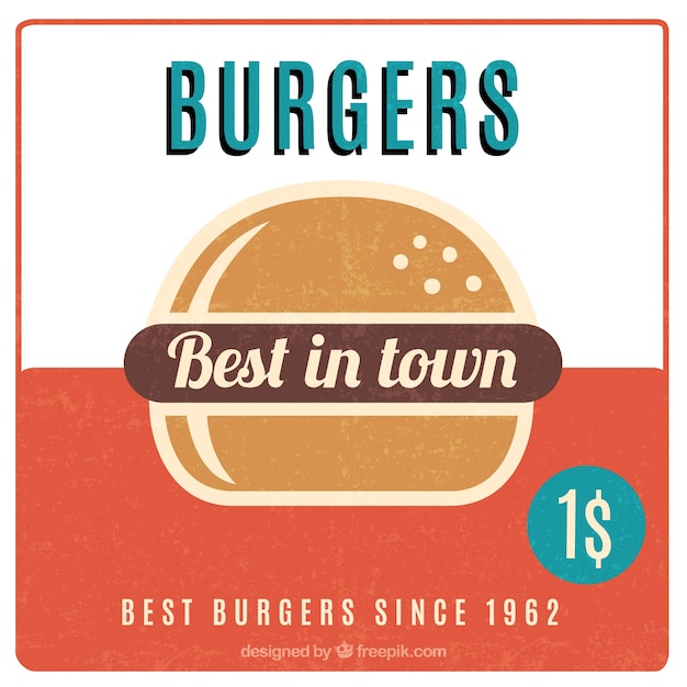 Gratis vector retro hamburger poster