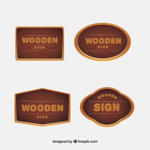 Gratis vector retro houten poster pack