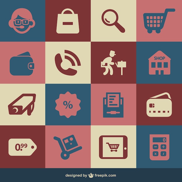 Gratis vector retro iconen gratis vector set