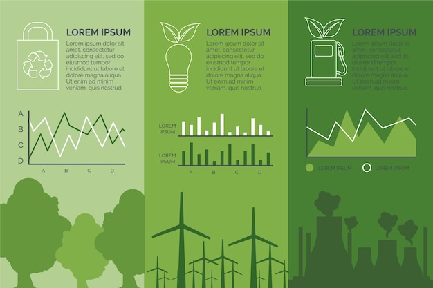 Retro infograhic kleuren vlakke ecologie