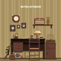 Gratis vector retro interieur illustratie