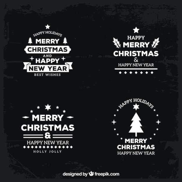 Gratis vector retro kerst badges pakken