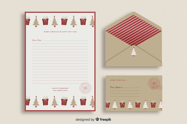 Retro kerst briefpapier sjabloon