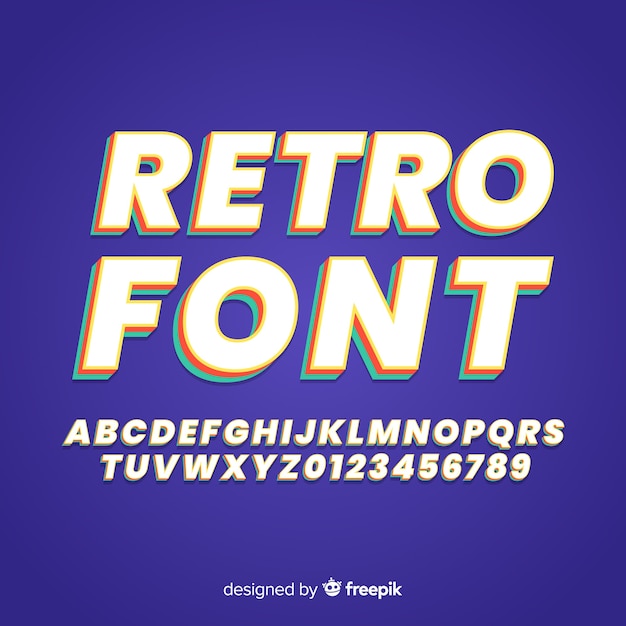 Gratis vector retro lettertype sjabloon plat ontwerp