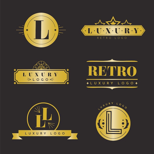 Gratis vector retro luxe logo-collectie