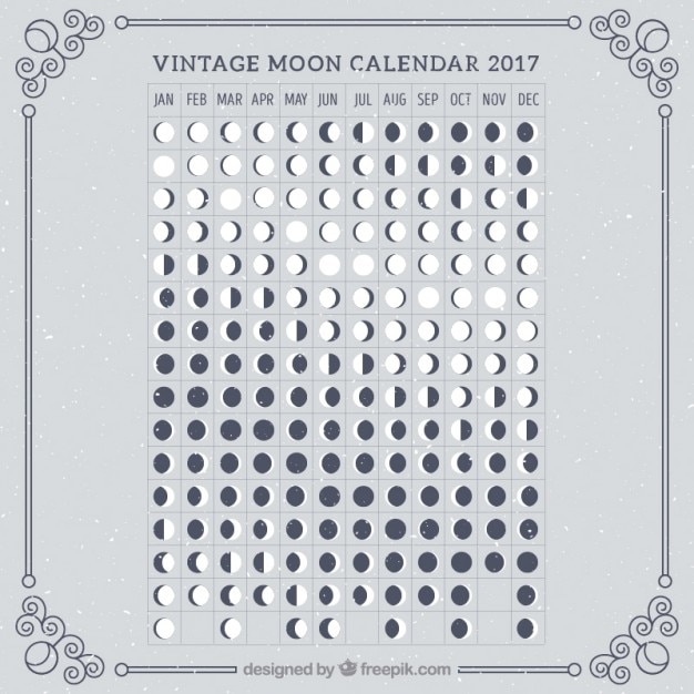 Gratis vector retro maankalender 2017