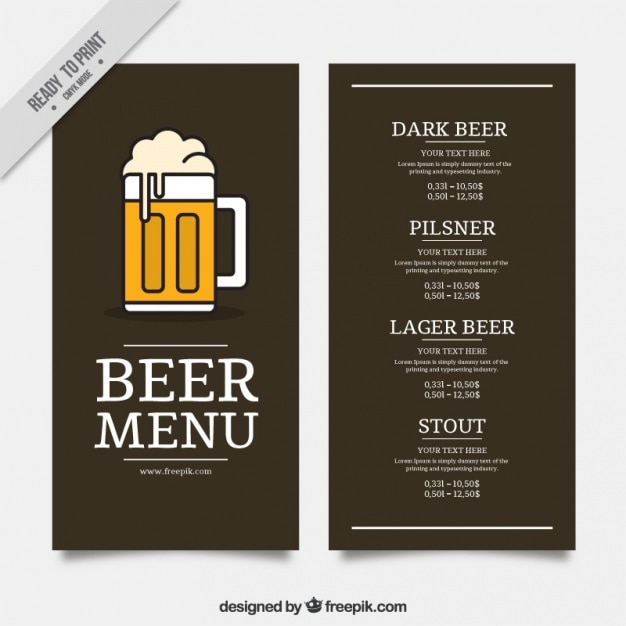 Gratis vector retro menu brouwerij