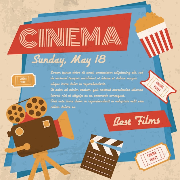 Gratis vector retro movie template