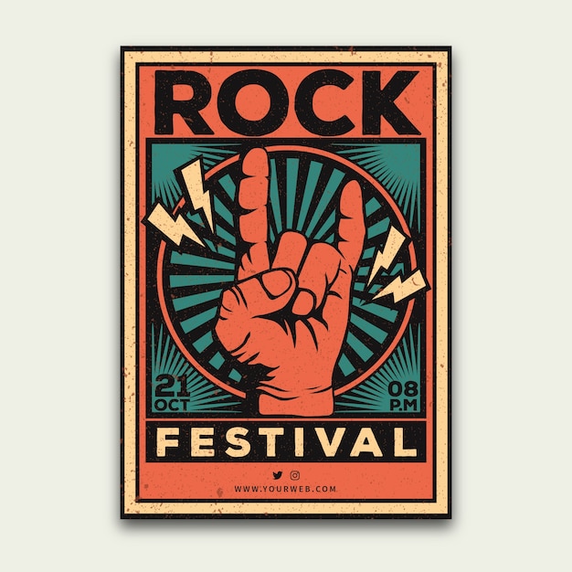 Gratis vector retro muziek festival poster sjabloon