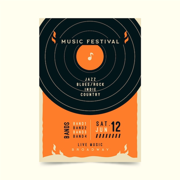 Gratis vector retro muziek festival poster
