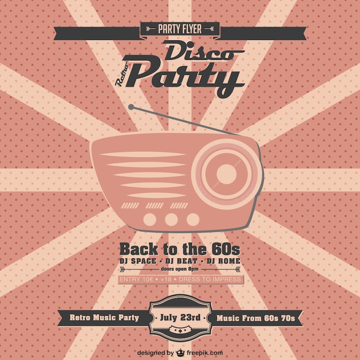 Gratis Vector retro muziek partij vector