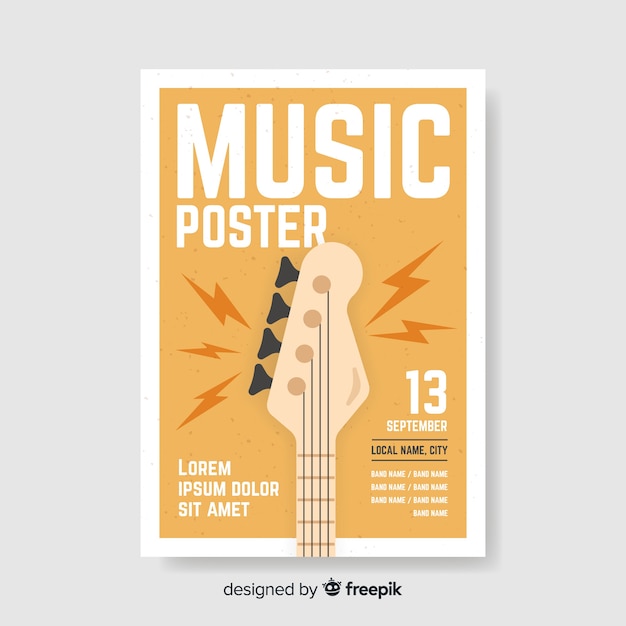 Gratis vector retro muziek poster sjabloon