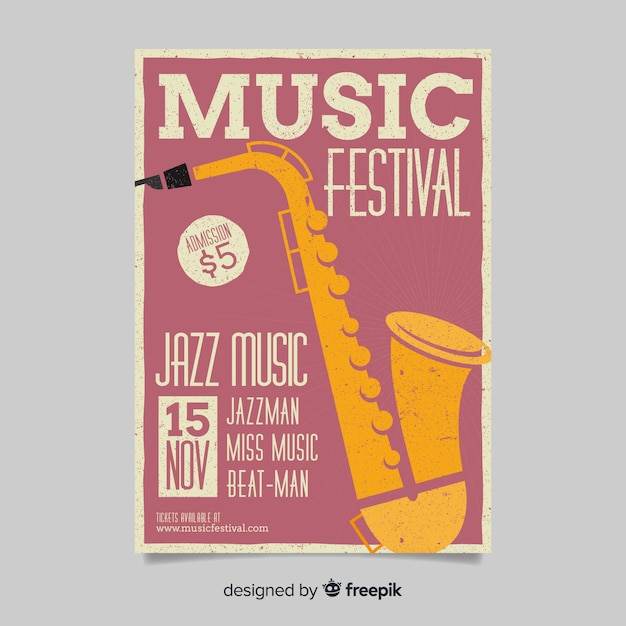 Gratis vector retro muziek poster sjabloon