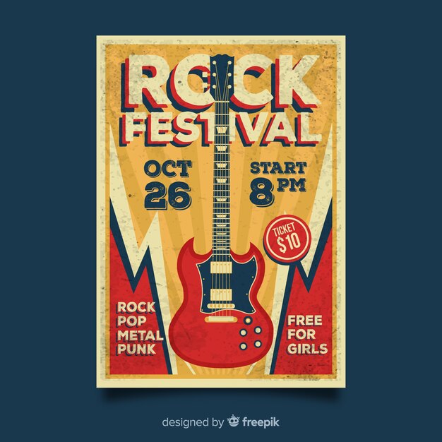 Retro muziek poster sjabloon