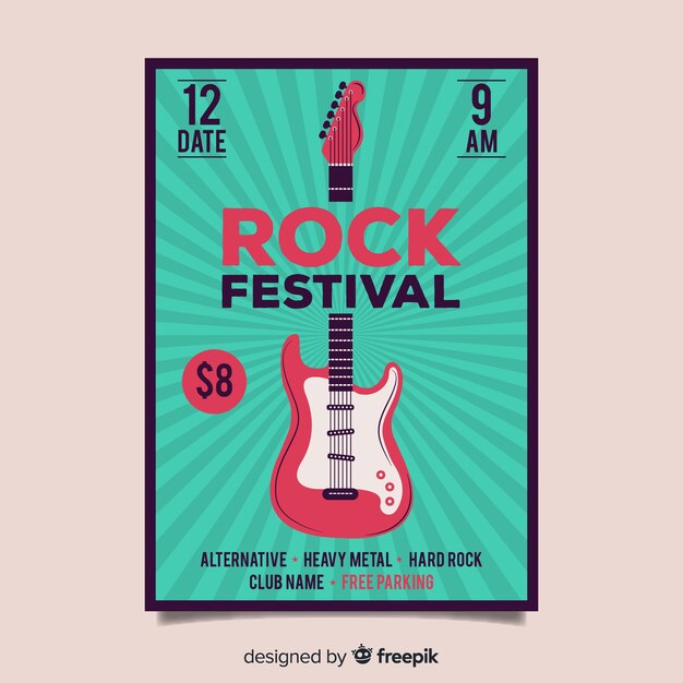 Retro muziek poster sjabloon