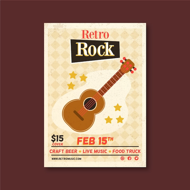 Retro muziek poster sjabloon