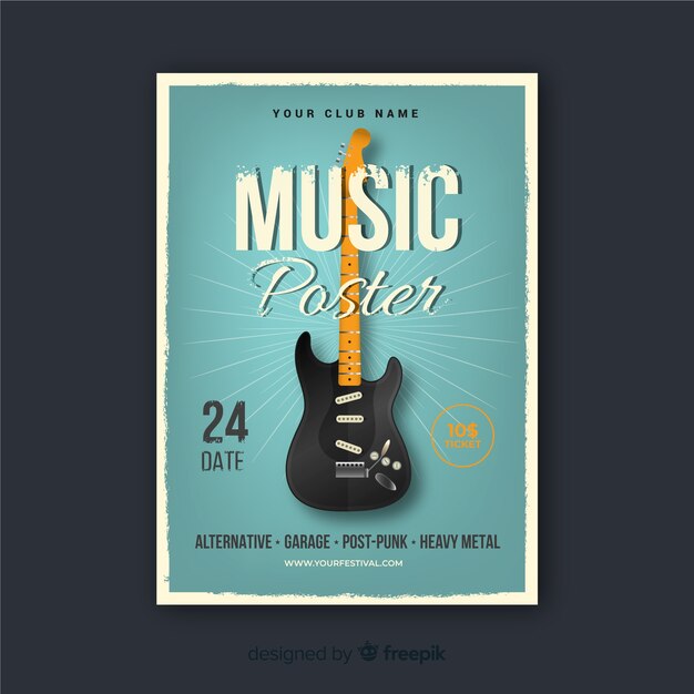 Retro muziek poster sjabloon