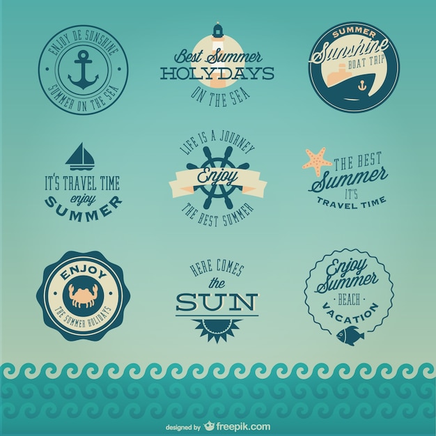 Gratis vector retro nautische cruise badges