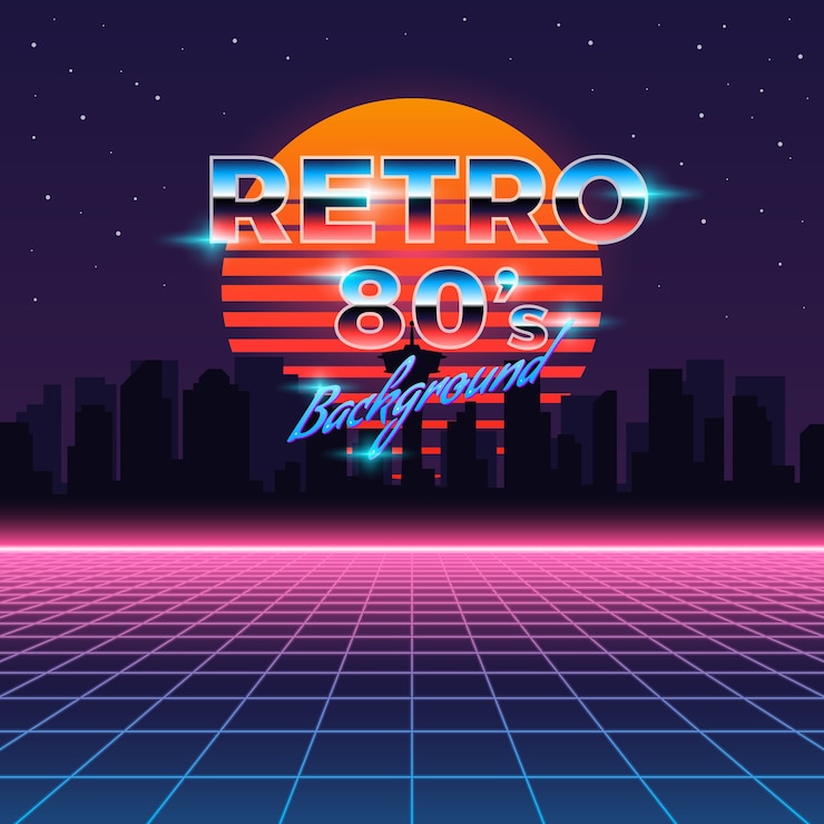 Gratis Vector retro neon achtergrond in jaren 80 stijl