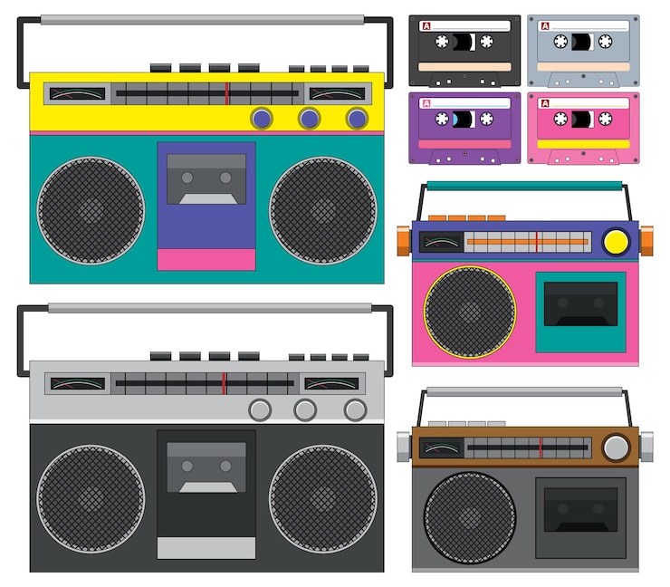 Gratis Vector retro-objecten en elektronische apparaten