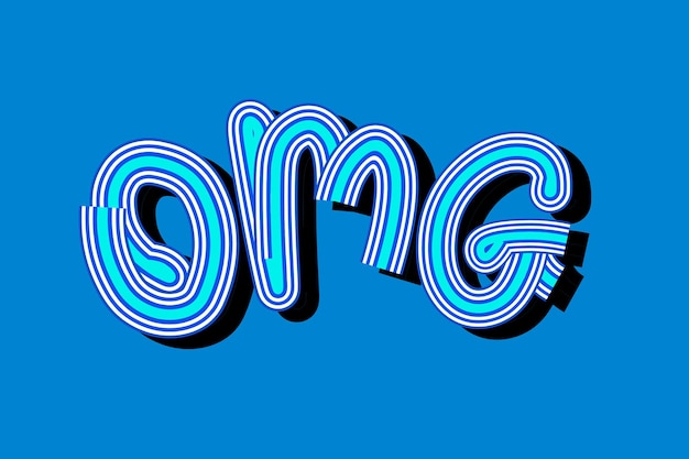 Gratis vector retro omg blauw typografiebehang