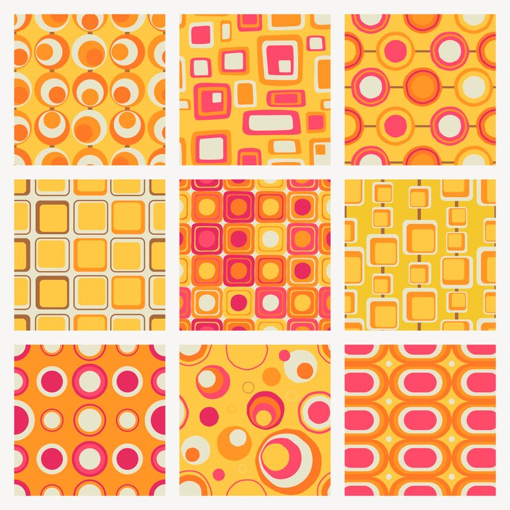 Gratis Vector retro patroon achtergrond, naadloze geometrische vorm vector set