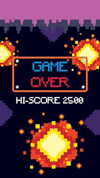 Gratis vector retro pixel space game-interface