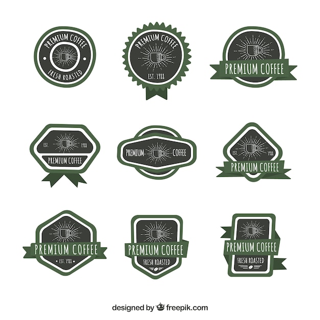 Gratis vector retro premie-incasso koffie stickers