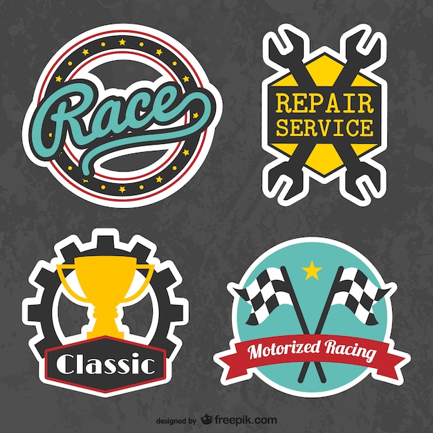 Gratis vector retro race-stickers