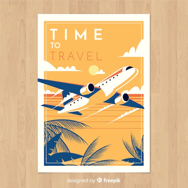 Retro reizen poster platte ontwerp