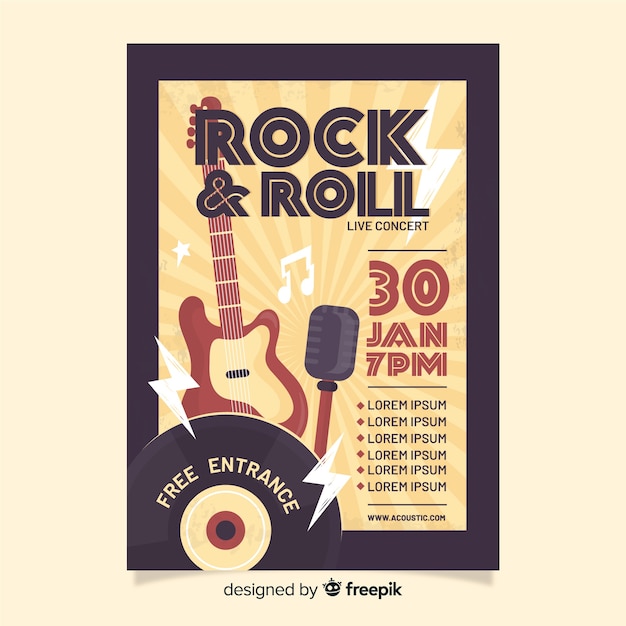 Retro rock and roll poster sjabloon