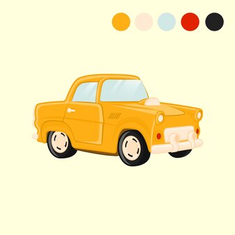 Retro speelgoed cartoon auto in gele kleur