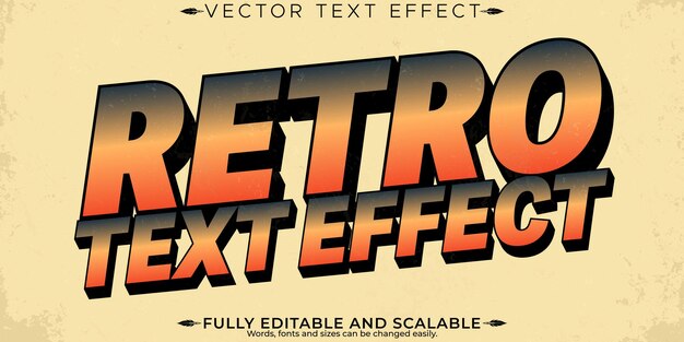 Retro sticker tekst effect bewerkbare 70s en 80s tekst stijl