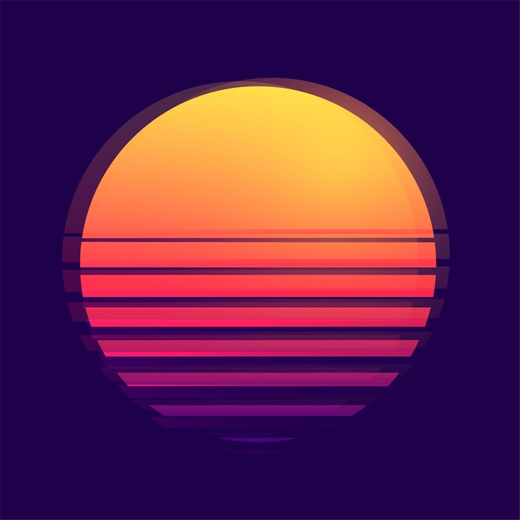 Gratis Vector retro-stijl digitale sc.i.fi achtergrond met zonontwerp