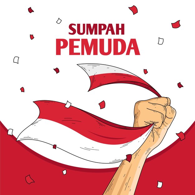 Retro sumpah pemuda illustratie