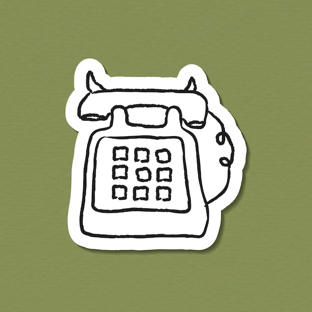 Retro vaste telefoon doodle sticker vector