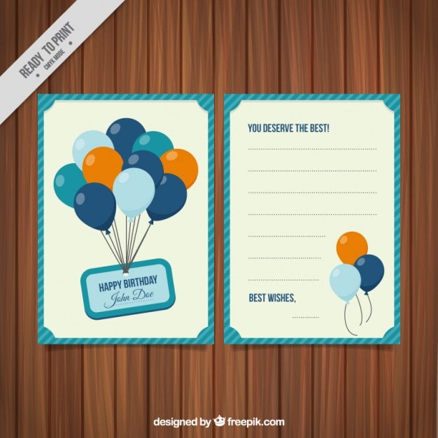 Gratis Vector retro verjaardagskaart met de hand getekend ballonnen