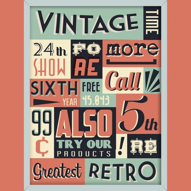 Gratis vector retro vintage achtergrond met typografie