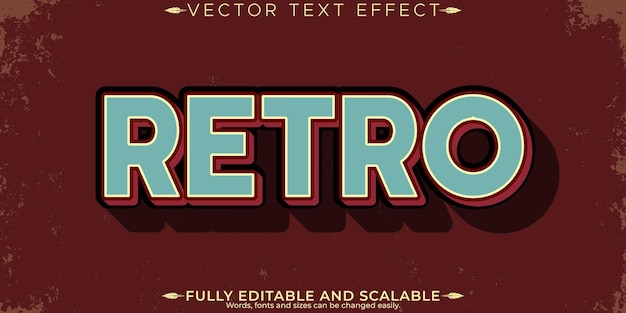 Gratis vector retro vintage tekst effect bewerkbaar 70s en 80s tekst stijl