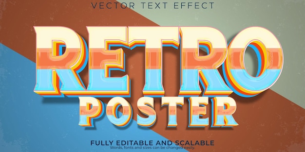 Gratis vector retro vintage teksteffect bewerkbare tekststijl uit de jaren 70 en 80