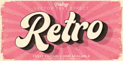 Gratis vector retro, vintage teksteffect, bewerkbare tekststijl uit de jaren 70 en 80