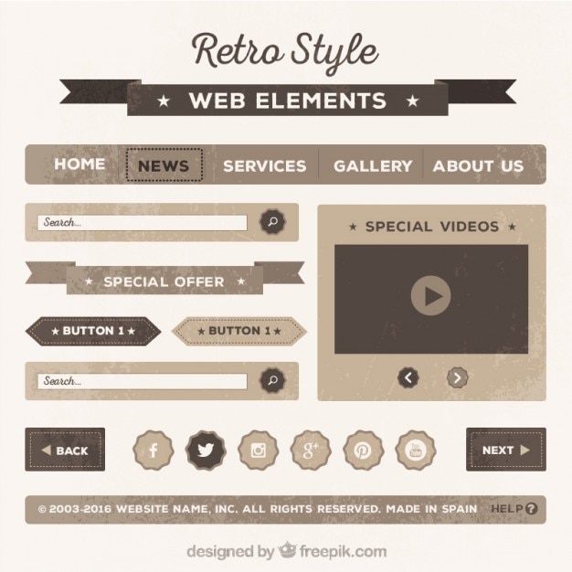 Gratis vector retro web element collectie