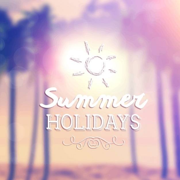 Gratis Vector retro zomervakantie achtergrond onscherp beeld van palmbomen met