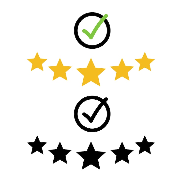 Gratis Vector review sterren met vinkje