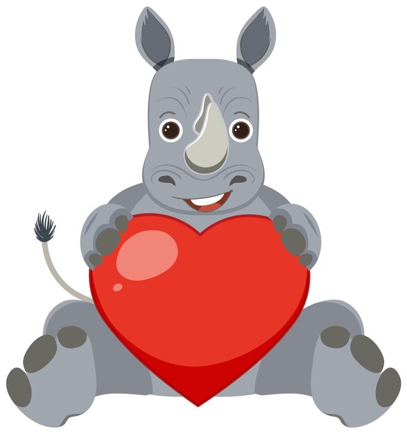 Rhinosaurus met hart in cartoonstijl