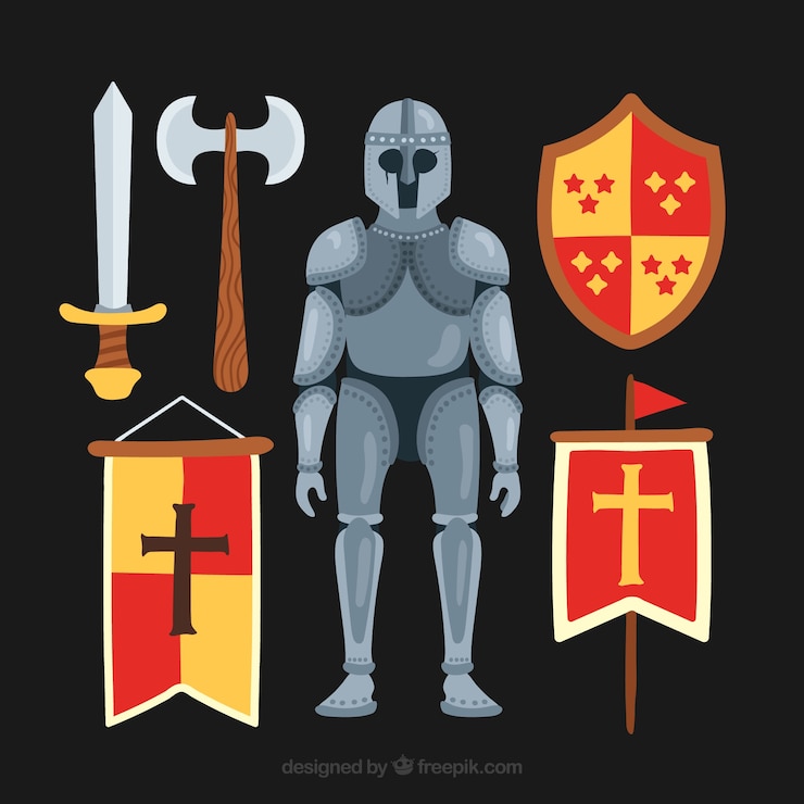 Gratis Vector ridders elementen en pantser