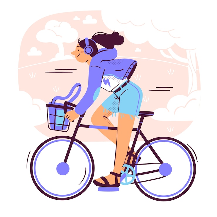 Gratis Vector rijden op een fiets concept illustratie
