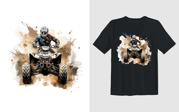 Gratis vector rijden op extreme atv-cartoon vectorillustratie rijden op extreme atv-t-shirtontwerp